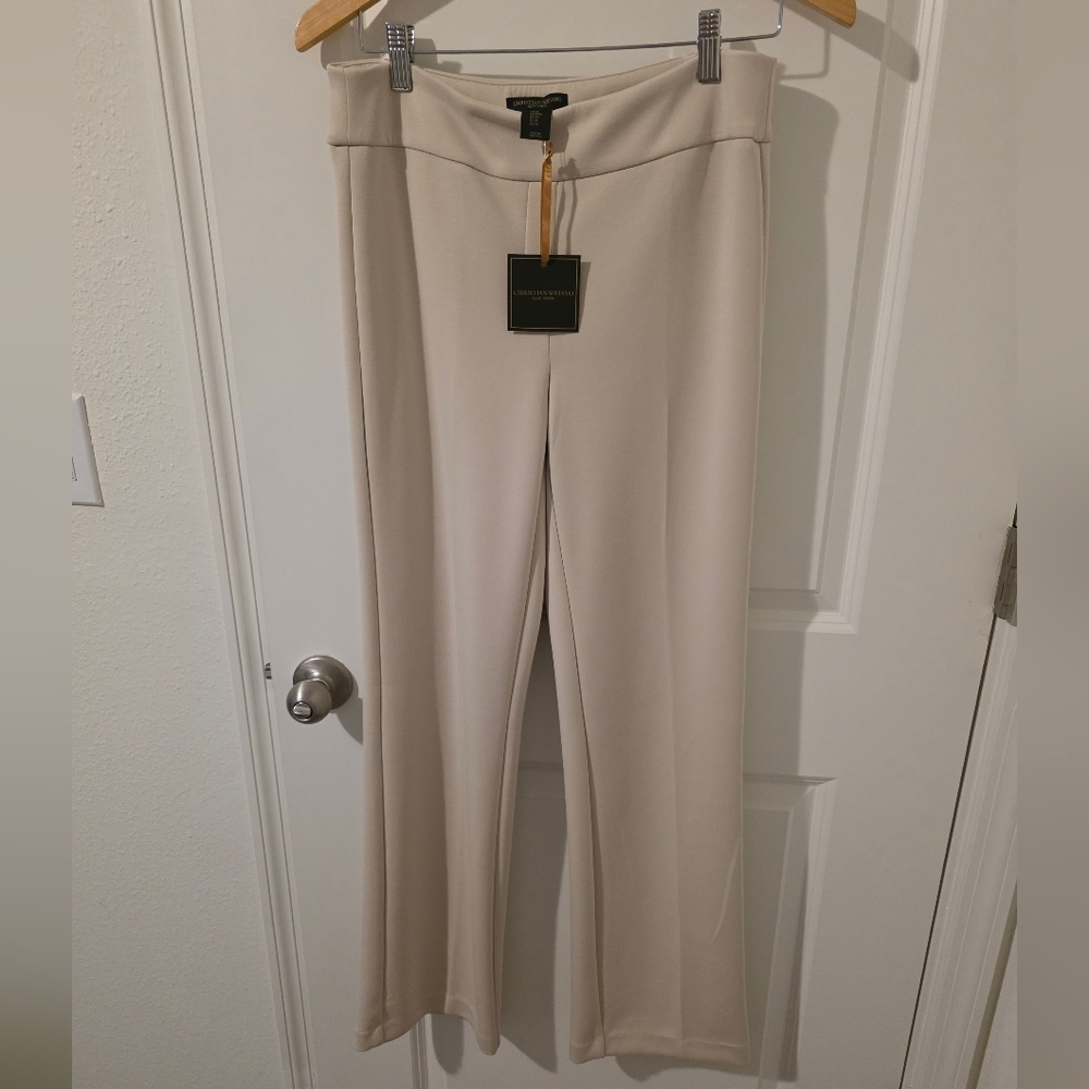 Christian Siriano Cream Women's Pants Pull On Straight Leg